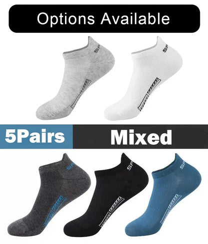 5/10/20 Pairs Men Solid Color Shallow Mouth Socks Spring Summer Mesh Breathable Odor Proof Sweat Absorbing Casual Boat Socks