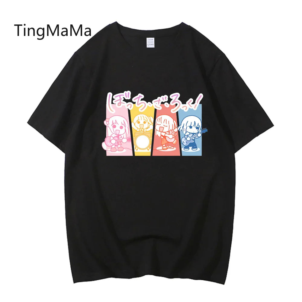 Unisex Anime Cos BOCCHI THE ROCK Hitori Gotoh Ljichi Nijika Cotton Casual Short Sleeve Tees High Quality Streetwear