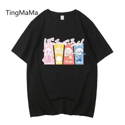 Unisex Anime Cos BOCCHI THE ROCK Hitori Gotoh Ljichi Nijika Cotton Casual Short Sleeve Tees High Quality Streetwear