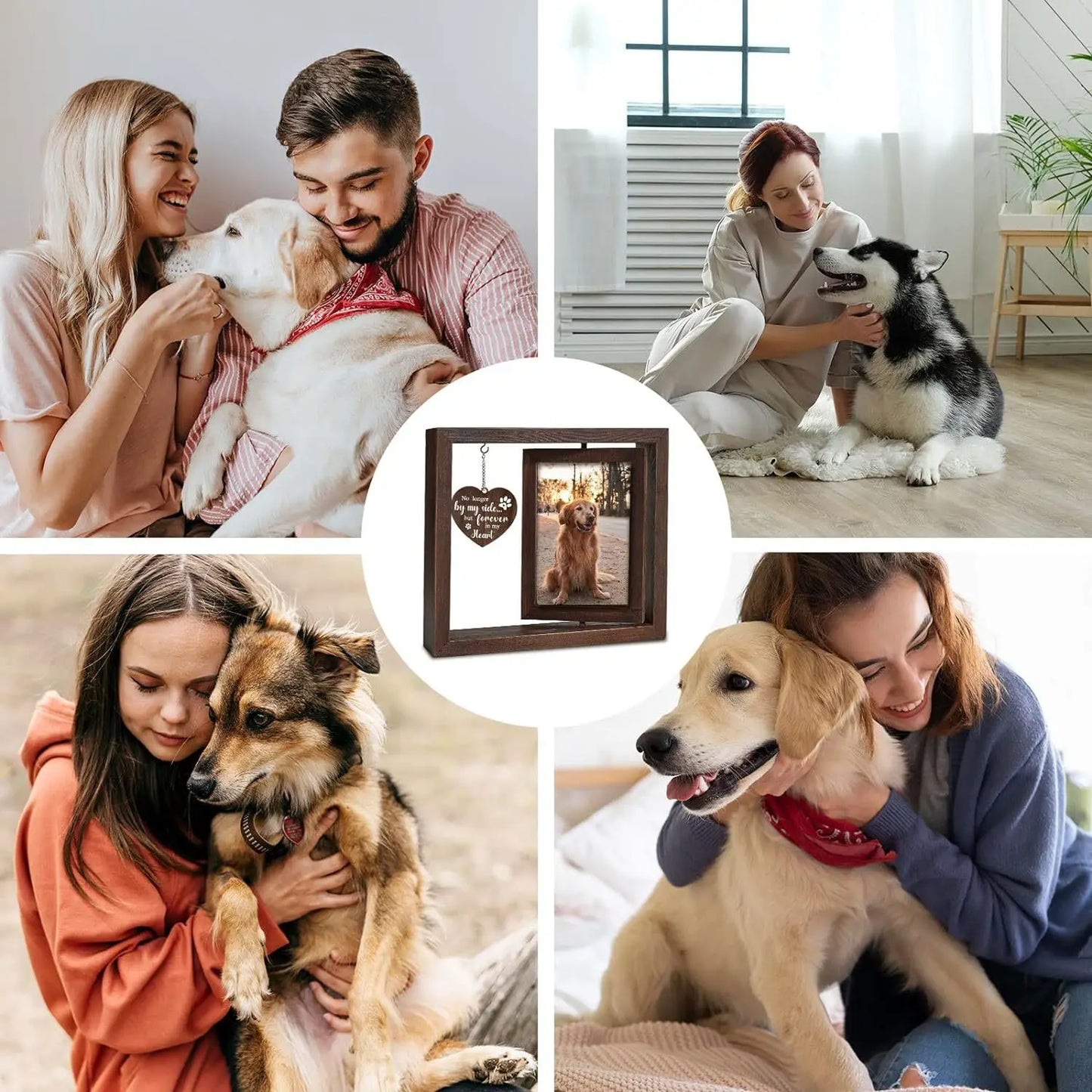 Rotatable 4x6 Photo Wooden Frame Pet Memorial Dog Cat Gift Customizable Picture Frame
