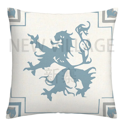 Lake blue white geometric linen pillowcase sofa cushion cover home decoration can be customized for you 40x40 45x45 50x50 60x60