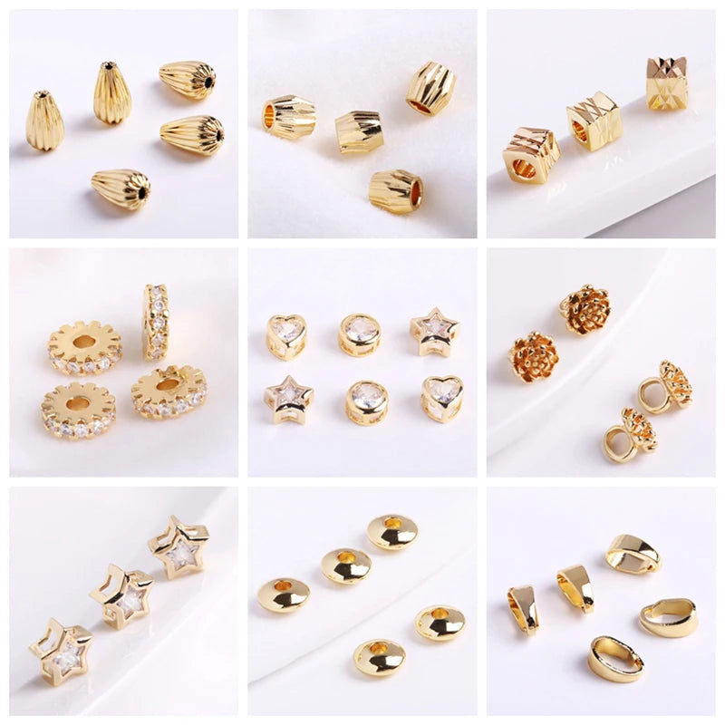 Jewelry Making Beads,18K Gold Plated Wave Thin Spacer Beads,Brass Round Thin Beads DIY Bracelet Necklace Making Accessories