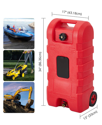 Heavy-Duty 15 Gallon Portable Fuel Caddy – Manual Siphon Pump & 10FT Delivery Hose – On-Wheels Gas & Heavy-duty Transfer Tank – Ideal Tool Storage for Cars, Lawn Mowers, Boats