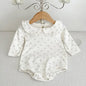 2024 New Spring Children Clothes Toddler Baby Girls Romper Long Sleeved Cotton Lattice Printing Infant Baby Girls Jumpsuit