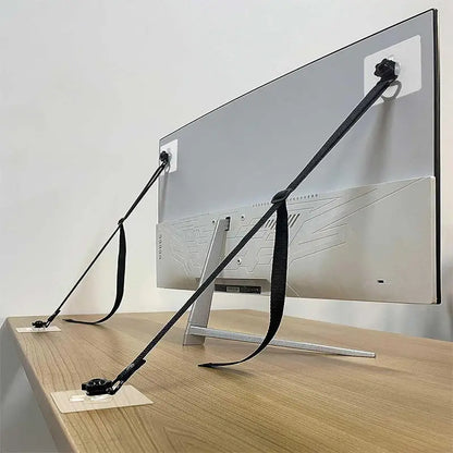2 Pcs  Adjustable TV Safety Straps,No-Drill Adhesive Anti-Tip Furniture Anchors For Baby Proofing,Flat Screens Fix To Wall
