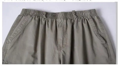 New Summer Men Cotton Thin Casual Shorts Man Elastic Waist Loose Jogger Cargo Shorts Pants Quality Male Straight Pants Size 6XL