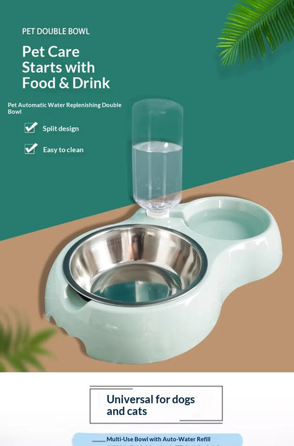 2-in-1 Pet Feeder & Water Dispenser - Anti-Slip Automatic Cat Dog Bowl Circulating Flow Water Feeding Pet Supplies