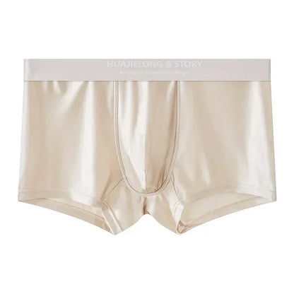 1/3PCS Men's Cool Ice Silk Boxers Shorts Summer Satin-like Solid Underpants Skin Friendly Breathable Mesh Crotch Male Underwear