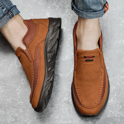 Men Leather Casual Shoes Breathable Loafers Men Sneakers 2024 New Male Comfortable Leather Flat Footwear Sneakers Men Shoes