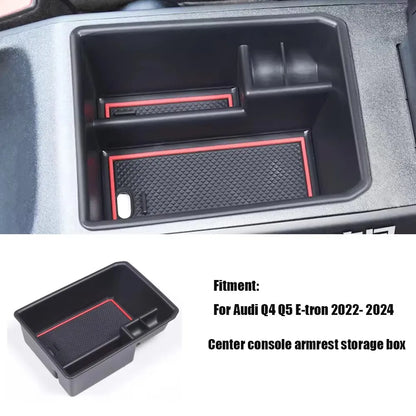 For Audi Q4 E-tron/Q5 2022-2024 Interior Organizer Storage Box Armrest Central Console Tidy Stowing Auto Accessories