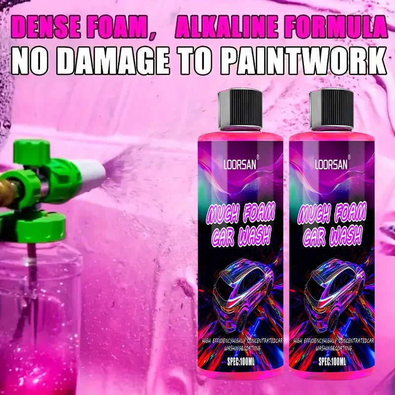 LOORSAN Pink High-Foam Car Wash Shampoo, Thick Snow Foam Cleaning Soap for Gentle Deep Cleaning & Gloss Enhancement