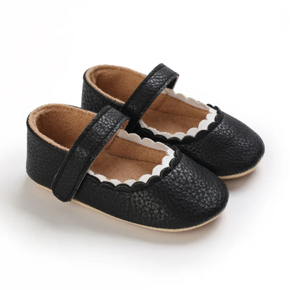 2025Black Fashion Newborn Party Princess Shoes  Boys And Girls' First Step Walking Shoes Rubber Soled Anti Slip Baby Shoes 0-18M