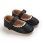2025Black Fashion Newborn Party Princess Shoes  Boys And Girls' First Step Walking Shoes Rubber Soled Anti Slip Baby Shoes 0-18M