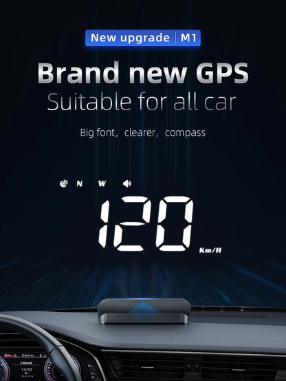 M3 HUD Obd2 Display On-board Computer Car Head-up display Windshield Big Font projection E-OBD and GPS Suitable for All Cars M1