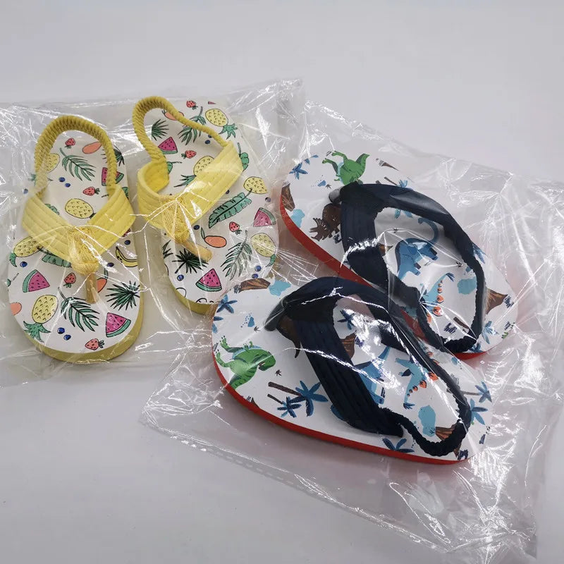 Children Flip Flops Shoes Cartoon Summer EVA Soft Sole Indoor Bathing Anti Fall Girls and Boys Sandals Beach and Pool Slippers