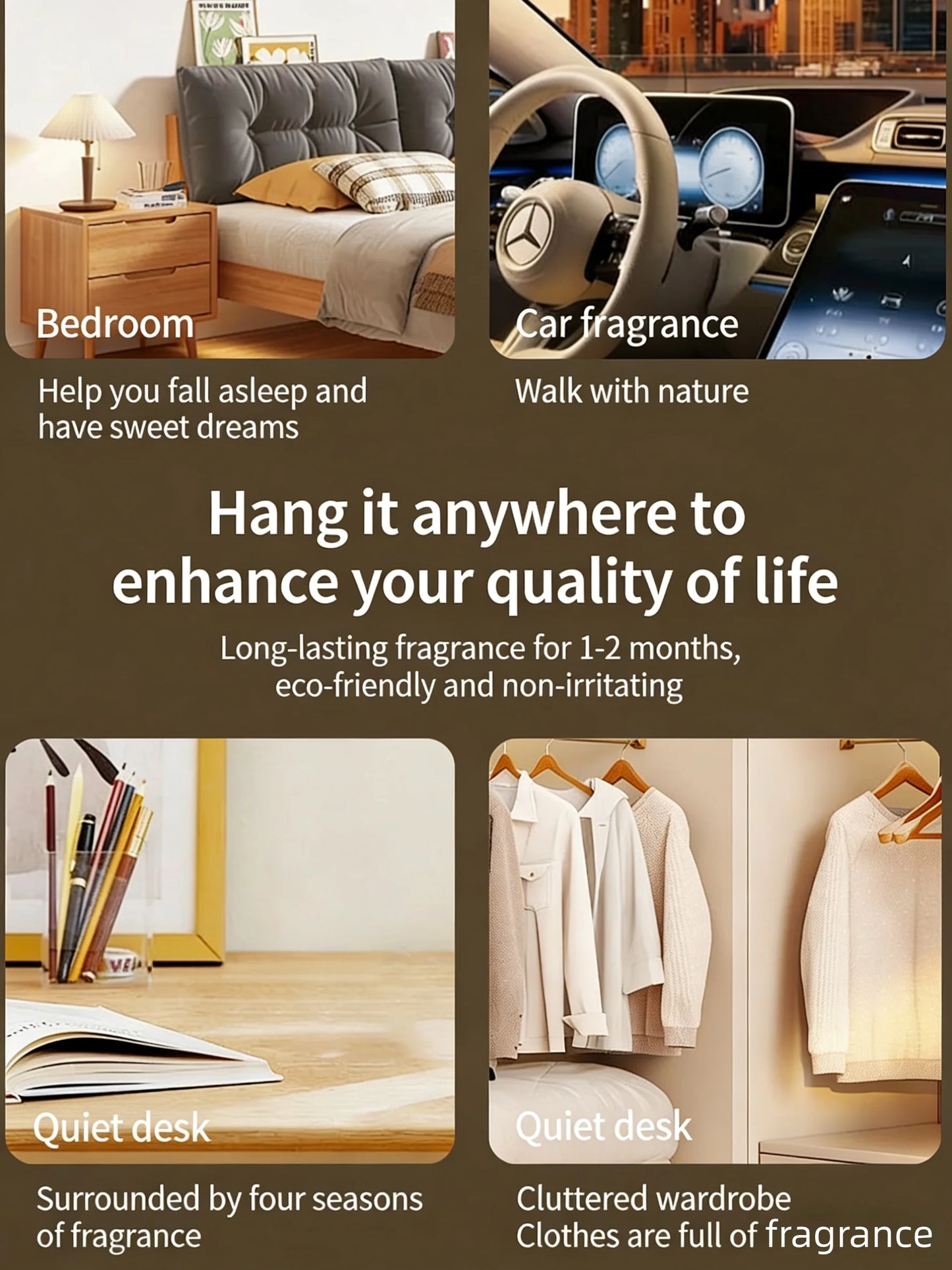 6 Assorted Scents Hanging Air Freshener, 30 Days Long-Lasting Fragrance, Car & Home Deodorizer, Great for Gifting