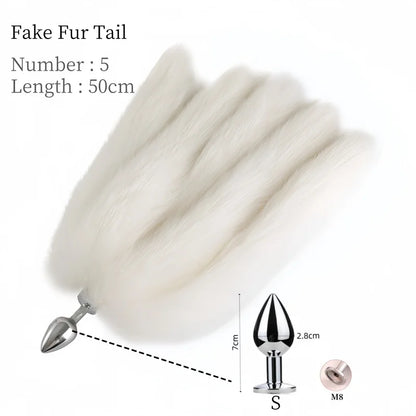 Sexy Multi Taile False Fox Tail with Separable Metal Butt Plug Anal Sex Toys for Couple BDSM Role Play Adult Products
