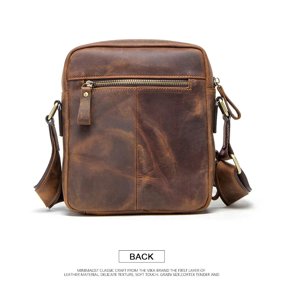 CONTACT'S Genuine Leather Men's Messenger Bag Vintage Sling Shoulder Bags for 7.9" iPad Mini High Quality Male Crossbody Bag Men