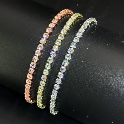 Fashion Multicolor Tennis Bracelet for Women 2.5/3/4/5mm Zirconia Charm Designer Tennis Chain Men Bracelet Wedding Jewelry KC128