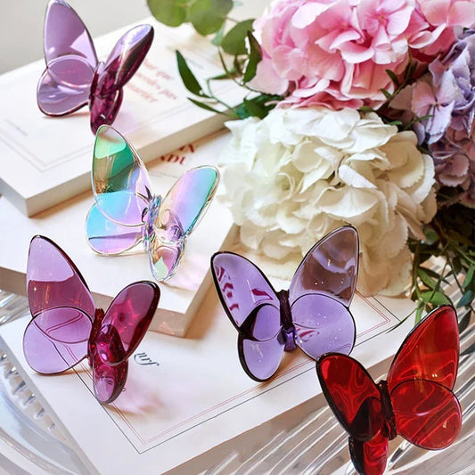 Crystal Papillon Butterfly Wings Fluttering Glass Lucky Butterfly Ornaments Home Decoration Crafts Accessories Birthday Gift
