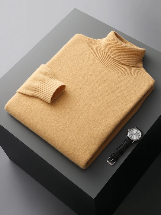 Men's Turtleneck 100% Cashmere Sweater Autumn Winter Basic Long Sleeve Pullover Cashmere Knitwear Soft Warm Comfy Clothing
