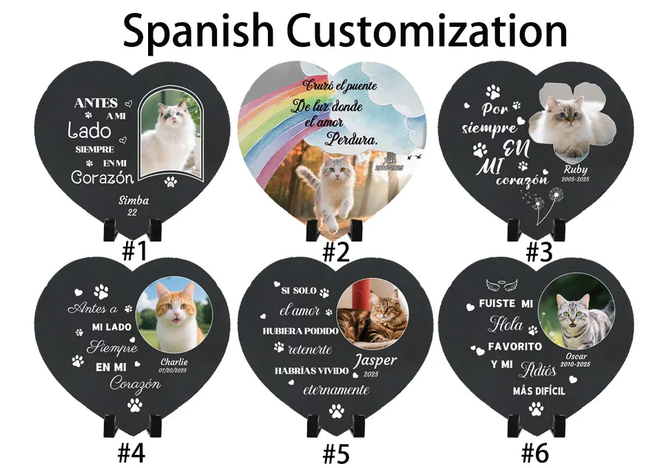 Personalized Pet Memorial Stone,Custom Cat Grave Marke Plaque With Photo&Name,Garden Slate Tombstone Pet Loss Remembrance Gift