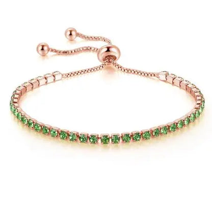 Adjustable Colorful Birthstone Tennis Bracelets for Women 4MM Crystal Bangle Female Hand Chain Trend Jewelry Accessories H133