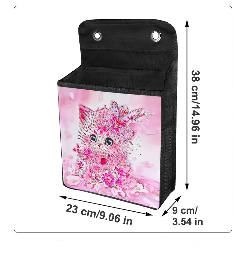 1pc/Set DIY Butterfly Diamond Art Hanging Storage Bags Canvas Crystal Rhinestone Cats Diamond Painting Storage Bags for Hanging