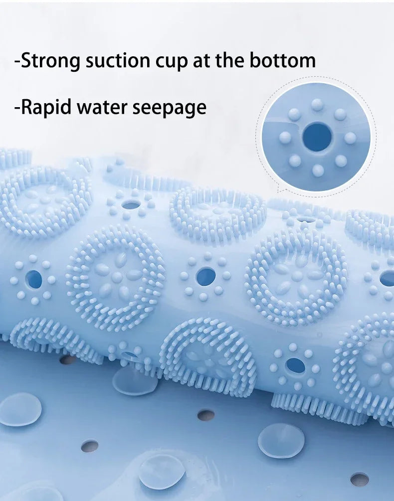 Bathroom Mat Anti-slip Sucker Round PVC Bath Mat with Drain Hole Silicone Bathing Rugs Foot Massage Pad Bathtub Soft Shower Mat