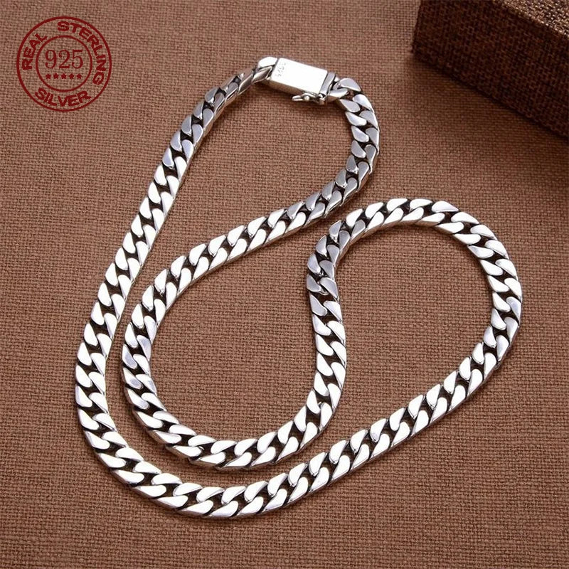 100% S925 Sterling Silver Bracelet 8MM Punk S925 Silver Jewelry Never Fade Carry Certificate Men Women Jewelry Gifts