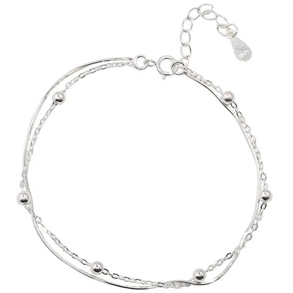 925 Sterling Silver Round Ball Lucky Bracelets Woman Double-Layer Snake Chain Hot Top Quality Jewelry Wedding Jewellery