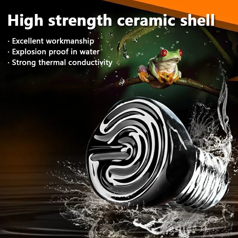 Ceramic Emitter Heat Light Mini Black Pet Heating Lamp Infrared Bulb 25/50/75/100W Brooder Chickens Reptile Lamp