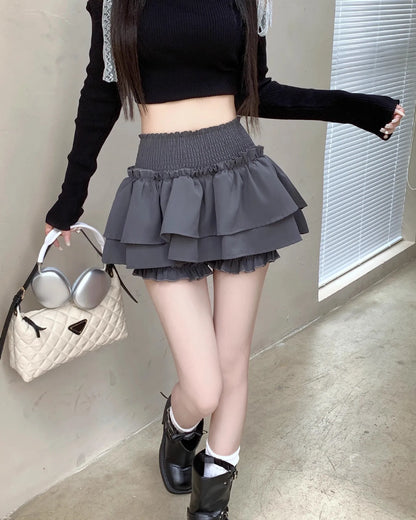 Women‘s High Waist Ballet Cake Skirt 2026 Spring Summer Slimming Short A Line Fluffy Mini Pants Style