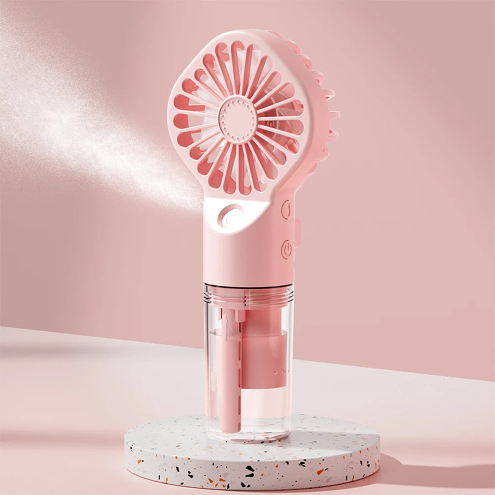 Portable Humidifier Fan Mini Water Mist Fan USB Rechargeable Handheld Fan Mist Spray Hand Fan Small Pocket Fan with Humidifier