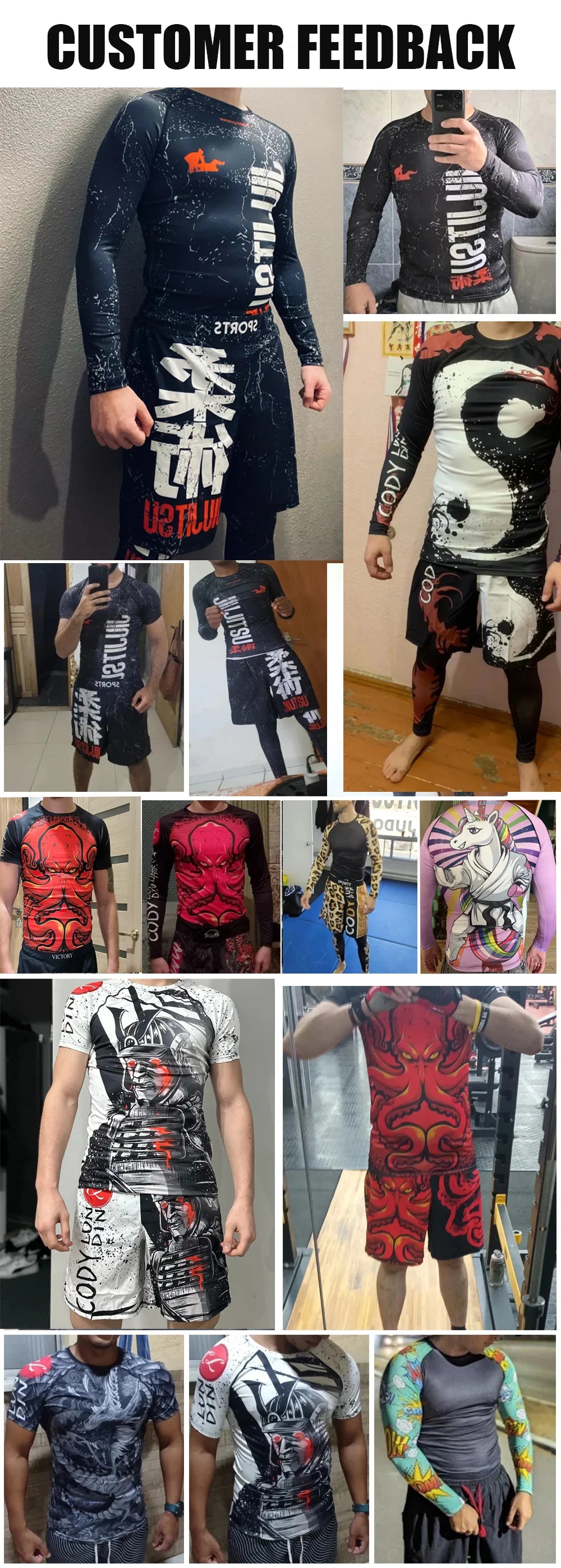 Cody Lundin New Designs Customized Short Sleeves Polyester Stretchy Rash Guards Shorts MMA BJJ Sets With Rubber Waistband