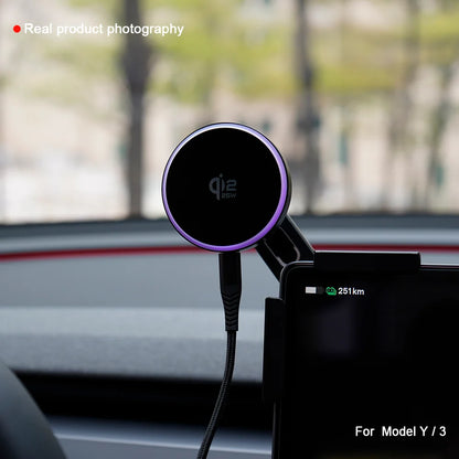 Car Phone Mount Holder 15W and 25W Qi2.2 Magnetic Wireless Charger Compatible with MagSafe for Tesla Model Y 3 JUNIPER 2026