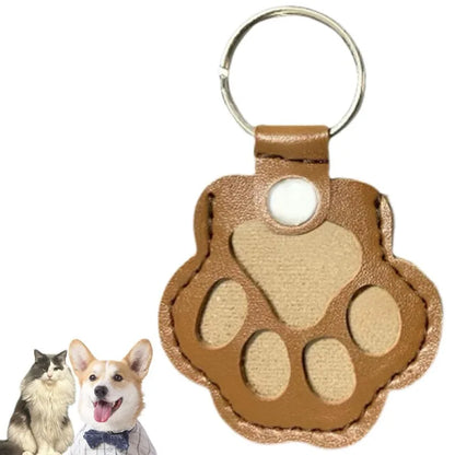 Leather Memorial Pet Hair Storage Bag Cat Paw Keychain DIY Homemade Pet Memorial Keychain for Commemorative Gift Bag Wallet