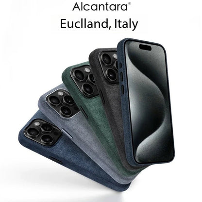 Real for Alcantara with Magsafe Case for iPhone 16 17 Pro Max 15 14 Luxury Magnetic Supercar Interior Leather Magnet Phone Cape