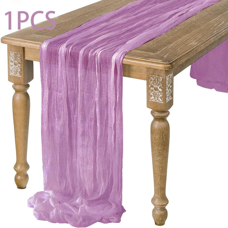 14 Colour Boho Gauze Sheer Cheese Cloth Gauze Table Runner Rustic Cloth Table Runner for Wedding Baby Birthday Party Decorations