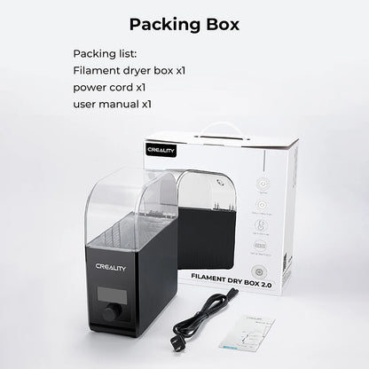 Creality Filament Dryer Box 2.0 360° Hot-air Heating 1.75mm / 2.85mm Filaments Support 24 Hours Timer Real-time Humidity