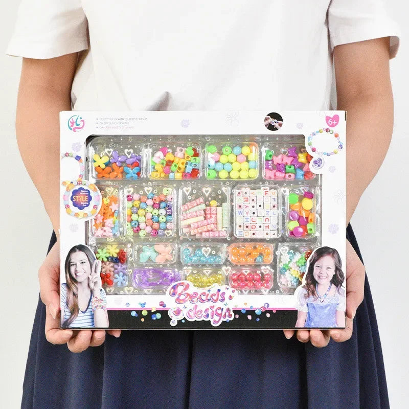 Girls DIY Bead Set Jewelry Making Kit for Kids Girl Pearl Beads for Bracelets Rings Necklaces Creativity Kits Art Craft Toy