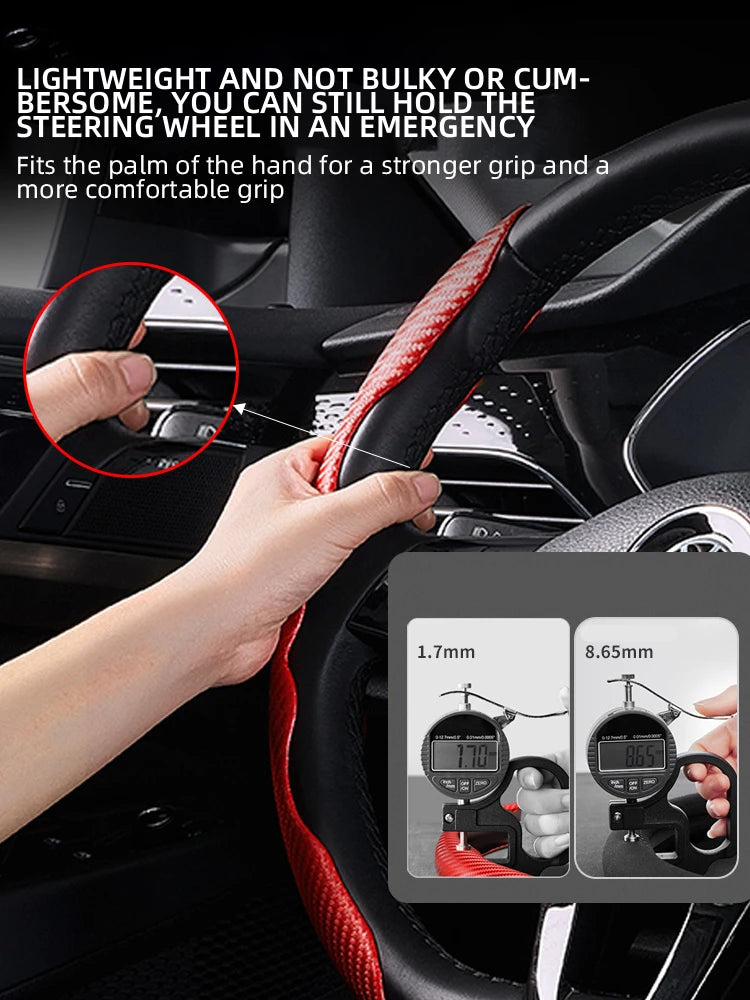 Universal Non-Slip Carbon Fiber Car Steering Cover Steering Wheel Booster Cover for Car Anti-skid Accessories