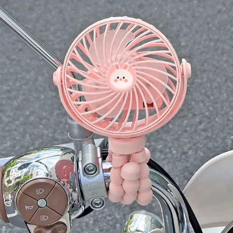 Korean Baby Cart Stroller Fans Portable Outdoor Fan Clip Cute Bear Bunny Rechargeable Handheld Electric Fan for Home 3 Speeds