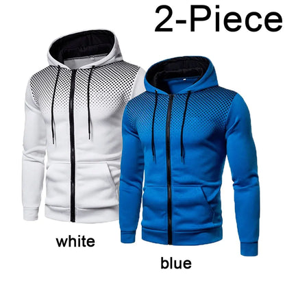2023 Autumn and Winter New European and American Solid Color Fleece Sweater Pants Men's Casual Zipper Sports Hat Set