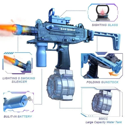 Simulated Flame Electric Water Gun Toys with Lighting & Smoking Effect Summer Outdoor Beach Pool Fight Game for Adults Children