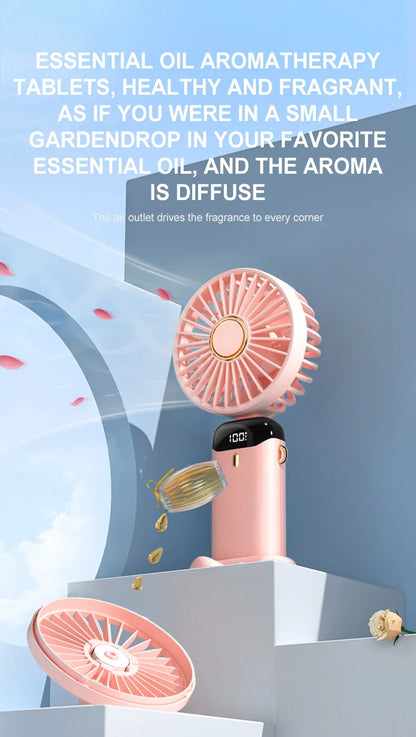 5000mAh Portable Fan Rechargeable 90° Foldable 5 Speed Mini Air Conditioner Small Fan Air Cooler with LED Digital Display