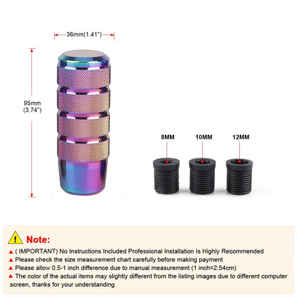 Universal Car Manual Transmission Aluminum Knurled Gear Shift Knob 95mm Non-Slip Gear Lever Knob M8 M10 M12 Universal
