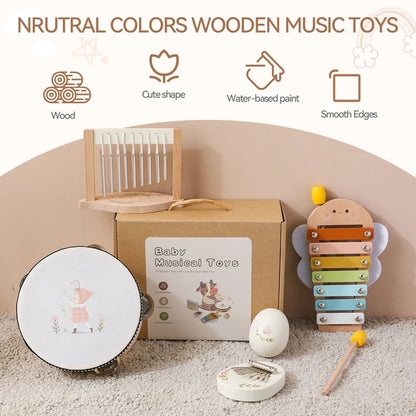 Montessori Kids Musical Toys Wooden Educational Instruments Baby Percussion Instruments Music Station Newborn Birthday Gift