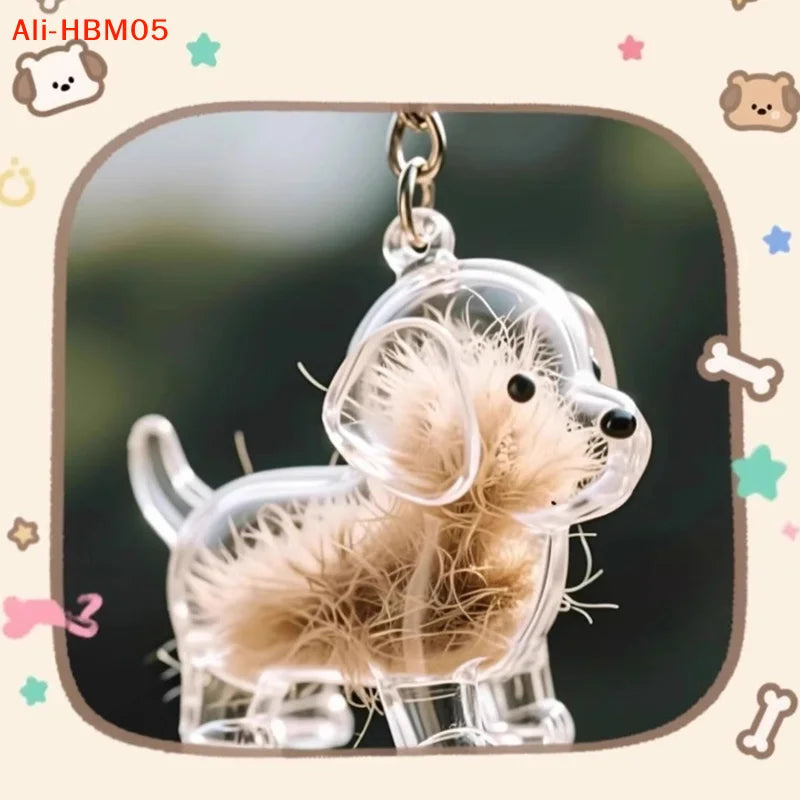 (HB05)Clear Puppy Hair Memorial Keepsake Capsule Pet Dog Fur Container DIY Pendant Keychain Decor Pet Lovers Home Display Gifts