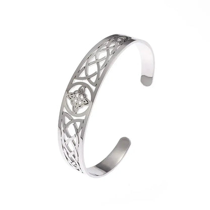 Witch Knot Cuff Bracelet Stainless Steel Pagan Witchcraft Symbol Magic Knot Good Luck Amulet Bangls Celtic Knot Jewelry